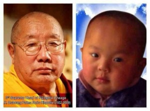 Ngài Penor Rinpoche and em bé Yangsi (được xác định là thân tái sinh của ngài)